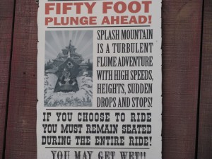 Splash Mountain Warning Sign