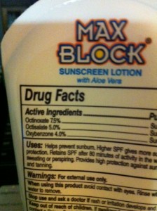 Max Block Sunscreen Label