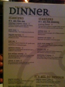 Raglan Road Menu Pic