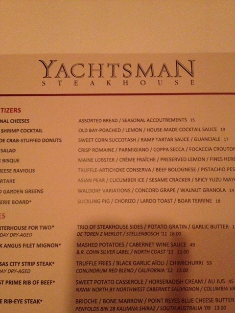 yachtsman arms menu